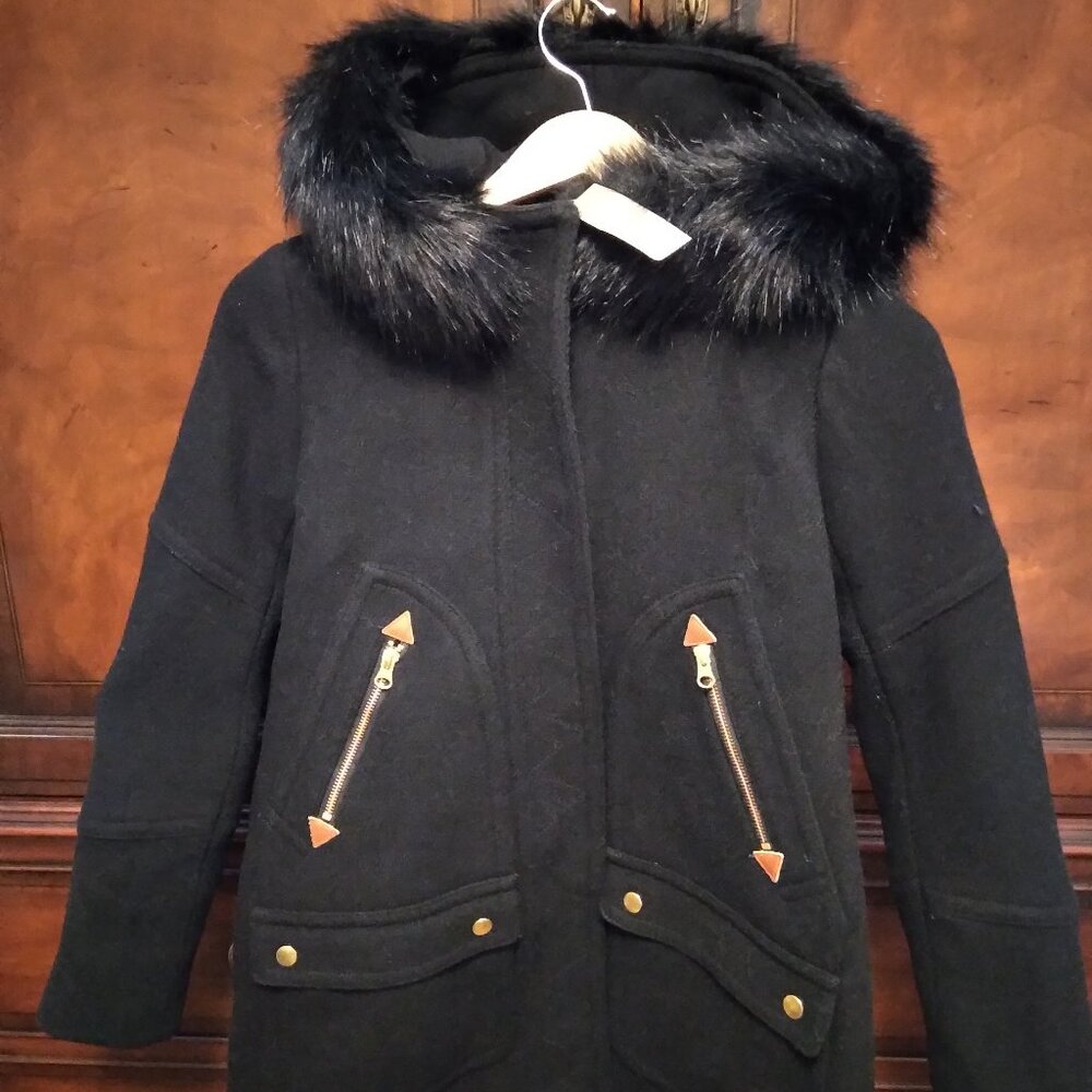 J Crew NWT Black Chateau Parka Size 0P